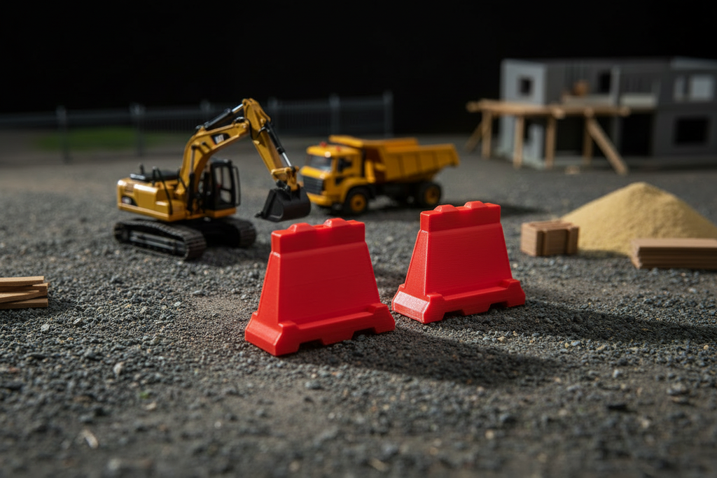 1/14 Scale RC Traffic Safety Barrier in construction setting